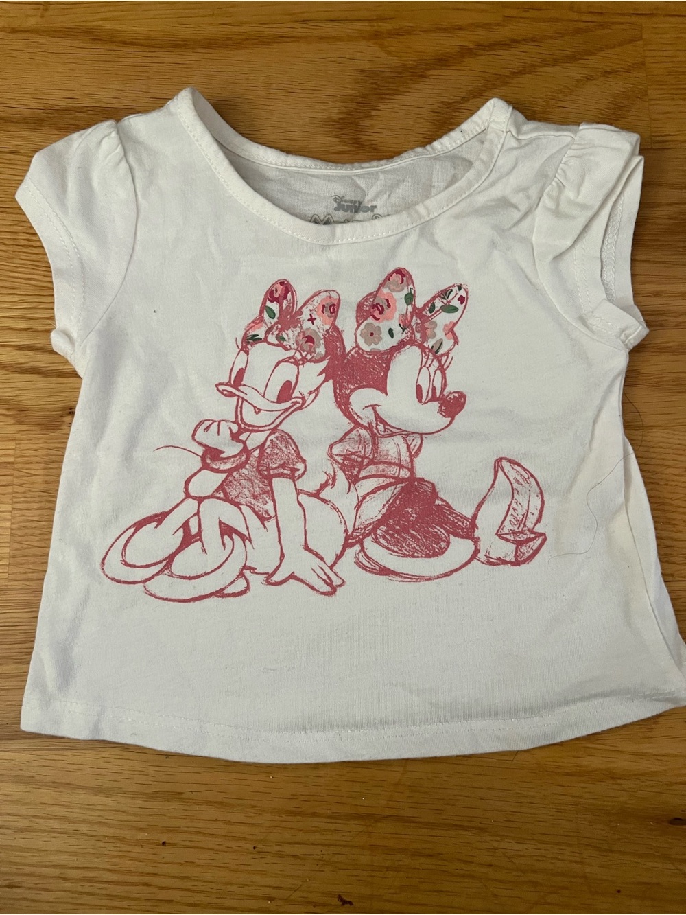 Disney White Girls Minnie & Daisy Pink Sketch Graphic Tee